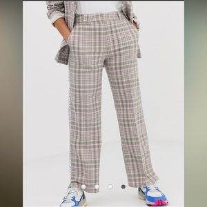 COLLUSION Petite check pants with side tape